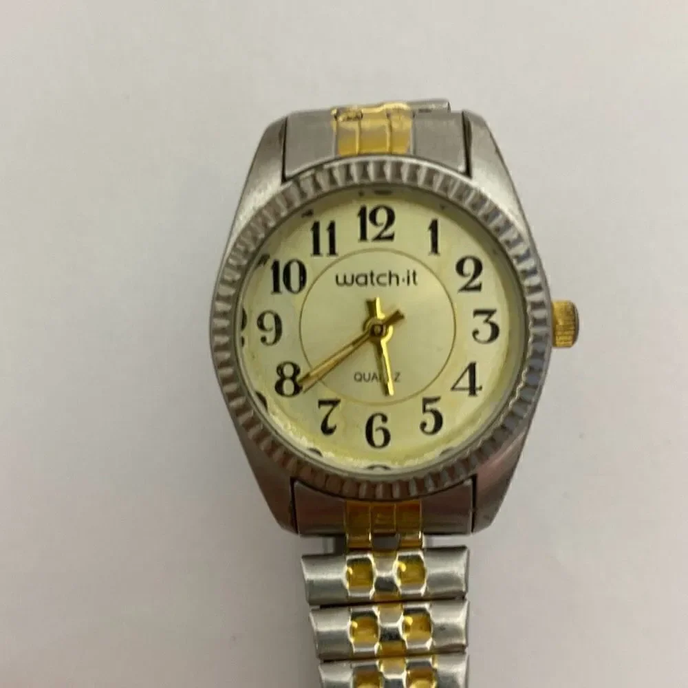 Watch-It Women's Silver Gold Tone Expansion Band Analog Casual Quartz Wristwatch